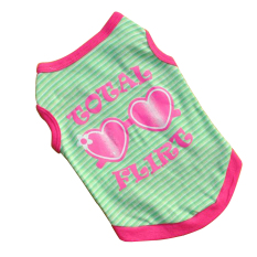 Pet Kacamata Vest T-shirt Anjing Mantel Puppy Jaket Costume Soft Sejuk Garis Kasual Tanpa Lengan Ukuran M & Hijau Muda Hijau