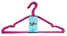 Phoenix Hanger/ Gantungan Baju Kawat Coating Plastik - 10 Pcs - Merah-muda