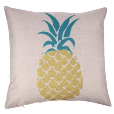 Nanas Pola Linen Bantal Sarung Bantal Mobil Rumah Dekorasi (Kuning)-Intl