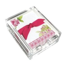 Pink Hydrangea Acrylic Desk Note Set, Memo Sheets and Acrylic Holder, 150 Note Papers, 3.25 x 4.25
