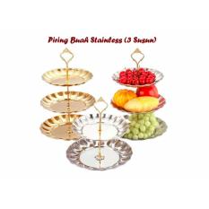 Piring Buah Stainless Steel 3 Susun ( Bisa Untuk Buah,Kue Permen) Import