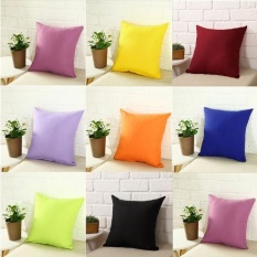 Plain Solid Warna Lempar Bantal Kasus Rumah Sofa Linen Cotton Cushion Cover Baru-Intl