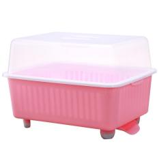 Plastik Piring Rak Pengeringan dengan Tutup Ruang Saver Dish Plate Rak Rak Holder Buah dan Sayuran Organizer 44X32x20 Cm-Intl