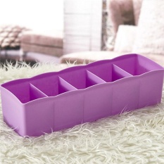Plastik Underwear Dasi Bra Kaus Kaki Penyimpanan Kotak Organizer Case Desk Laci Divider (Ungu)