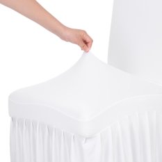 Pleated Solid Color Ruffled Stretchable Removable Washable Home Dining Chair Cover Spandex Seats Slipcover for Wedding Party Hotel Dining Room