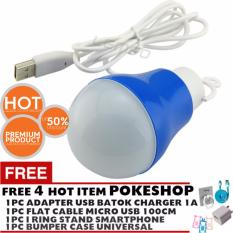 Pokeshop USB Bohlam/Lampu LED USB - 5W + Kabel 1 Meter Promosi beli1 gratis 1 - Multicolor