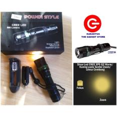 Police Flashlight Senter Sinar Cahaya Kuning - Swat Flash Torch Led Yellow Light - Zoom Putar - Hitam