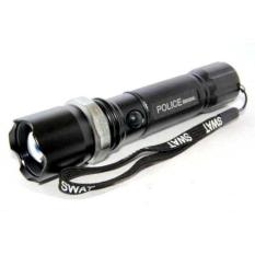 Police Senter Swat 99000w - Double 2 Cone Lalin - Flashlight Sinar Cahaya Led Putih - Zoom Putar - Batere Cas 18650 - Flash Light