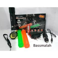 Police Senter Swat 99000w - Double 2 Cone Lalin - Flashlight Sinar Cahaya Led Putih - Zoom Putar - Batere Cas 18650 - Flash Light