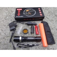 Police Senter Swat 99000w - Flashlight Sinar Cahaya Led Putih - Zoom Putar - Batere Cas 18650 - Flash Light