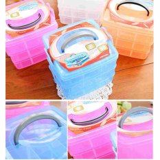 Portable 3 Layer Nail Care Art Tips Gems Make Up Perhiasan Pill Penyimpanan Kotak Case-Intl