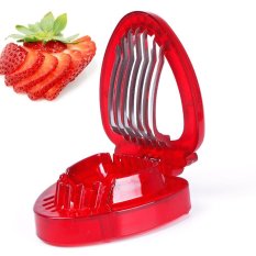 Portable Plastik Strawberry Slicer Pemotongan Buah Alat Pengiris Berukuran Kecil Dapur Memasak Gadget dengan 7 Tajam Pisau-Internasional