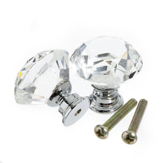 Pretty 10 Pcs Diamond Crystal Glass Laci Pintu Lemari Kabinet Tarik Pegangan Knob Clear