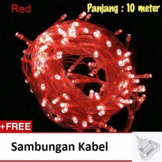 Lampu Tumblr Hias LED 10 Meter Merah + Free Colokan Sambungan Kabel