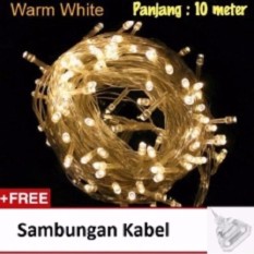 Lampu Hias LED 10 Meter Warm White / Lampu Natal + Free Colokan Sambungan Kabel