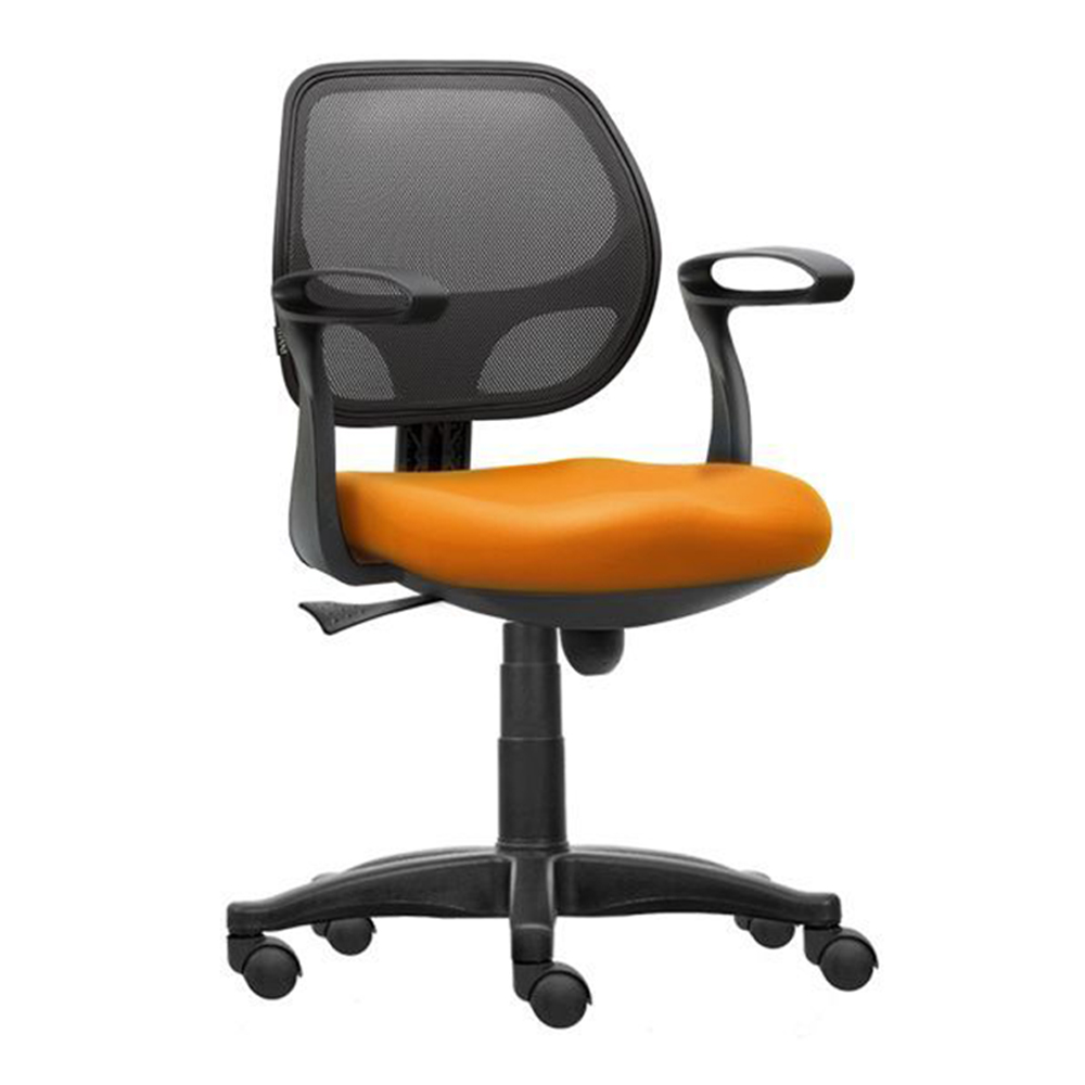 Prissilia Kursi Kantor Moonstone Secretary Chair With Arm Hitam Orange