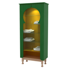 Pro Design Maqdis GDC Kabinet 2 Pintu Kaca - Forest Green Line - Gold Hairline - Khusus JAWA - BALI