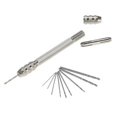 Profesional Mini Hand Drill Set dengan 10 Pcs Berkecepatan Tinggi Baja Mata Bor Set Berkualitas Tinggi Bor Bit Holder Double Chuck Bor Tangan Kecil Pin Vise-Intl
