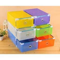PROMO 3 Pcs - Kotak Sepatu Transparan Warna-warn i- Multicolour with Frame