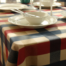 Promosi 1x C: 100*140 Continental Taplak Meja Plaid Kanvas Katun Mediterania Edinburgh