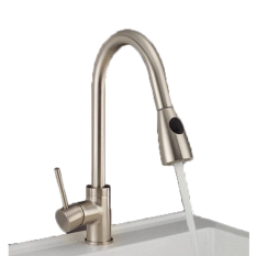QH0759S Kuningan Brushed Nikel Sigi Semprot dengan Tombol Kepala Kitchen Sink Faucet (Grey)