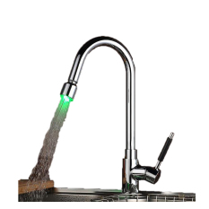 QH0784-1F Kuningan Krom Self Powered Sigi Semprot Wastafel Dapur LED Faucet (Silver)