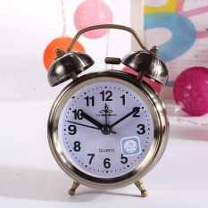 Qimiao Klasik Retro Antik Diam Malam Lampu LED Bel Alarm Jam Kuarsa Rumah Lazy Bedside Jam Meja Natal Yang Hebat hadiah untuk Siswa Warna: warna Perunggu-Internasional