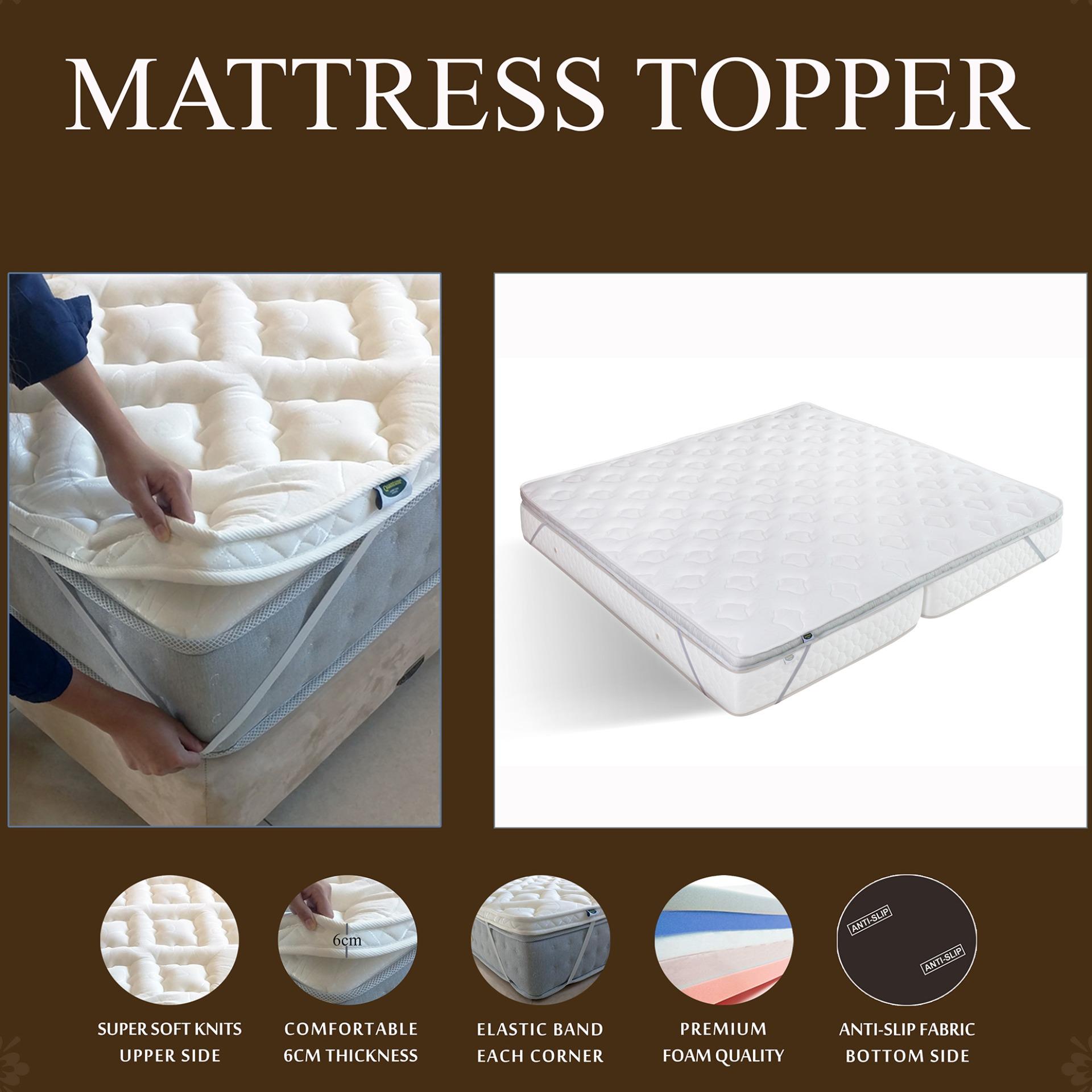 Quantum Mattress Topper Tebal (6 Cm) PU Foam Size 180 x 200 - Putih