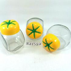 Raisya Toples Kaca Mini Wadah Bumbu Tutup Motif Buah - 3pcs - Kuning