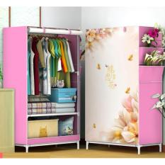 Rak Baju Lemari Pakaian FRONT OPEN Ada Tutup Dust Cover Shoes Serbaguna Multifunction Rack - FLOWER #62