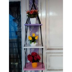 Rak Dinding 3 Susun Custom Kotak- Vintage- Dapur- Kayu Gantung- Kamar Mandi- Shabby