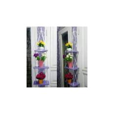 Rak Dinding 3 Susun Ungu Tali Putih Minimalis- Vintage- Dapur- Kayu Gantung- Kamar Mandi- Shabby