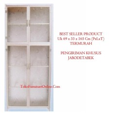 Rak Lemari Piring Dapur Full Kaca Box Tertutup 2 Pintu