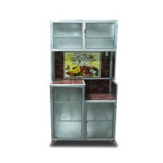 Rak Piring Aluminium Magic Com 2 Pintu Motif Buah Merah Ati - Khusus Jabodetabek