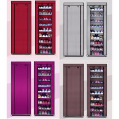 Rak Sepatu Lipat 10 Susun / Shoes Rack With Cover Portable / Baju Buku Aksesoris