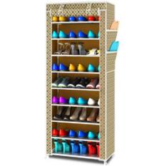 Rak Sepatu Portable 10 Susun / Shoe Rack With Dust Cover - Coklat mikie