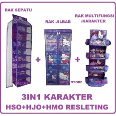 Rak Sepatu, Rak Jilbab, Rak Kosmetik/Multifungsi Gantung Karakter - 3IN1 Complete