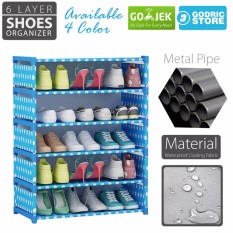 Rak Sepatu SIMPLY MODERN DIY 6 Layer 5 Susun Lemari 85 x 60 x 30 CM - Biru Polkadot