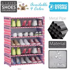 Rak Sepatu SIMPLY MODERN DIY 6 Layer 5 Susun Lemari 85 x 60 x 30 CM - Pink Polkadot
