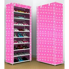 RAK SEPATU WITH COVER 10 SUSUN (2KG)-RS 10CHP (PINK FLOWER)
