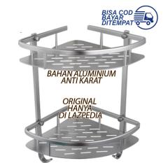 Rak Sudut Toilet Aluminium 2 Tingkat / Rak Besi Sudut Kamar Mandi / Rak Sabun Aluminium / Rak Shampo Tempat Gantung Lazpedia L1N4