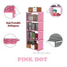 RAKUKU - Rak Buku Serbaguna 5 Susun Portable - PINK POLKADOT