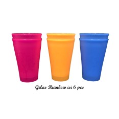 RAMe - 6 PCS Gelas Minum Plastik Rainbow dGoals