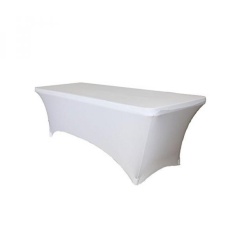 Rectangular Stretch Perjamuan Taplak Meja Oleh Party Set Go Putih 6 Ft Feet Table Cover-Kain Poliester Dicampur Kerut Gratis Mencakup untuk Pernikahan, Acara, Pameran Dagang dan Pesta-Intl