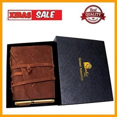 Jurnal Jurnal Kulit Isi Ulang 3 In 1 dengan Premium Pena Emas dan Kemewahan Box-Handmade Pelancong Notebook 240 Unlined Paper Standar 7X5