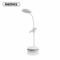 REMAX RT-E601 - Lampu Meja LED dengan Kipas Mini - 2 in 1 Eye Protection 360 Degree Rotary Table Lamp - Putih