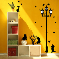 Removable Lampu Jalan Kucing Rumah Dekorasi Kamar Tidur Wall Sticker Decal Art Vinyl
