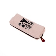 Kanvas Lawas Paris Casing Pena Pensil Make Up Kosmetik Tas Dompet Koin Tas Zipper Krem-Internasional