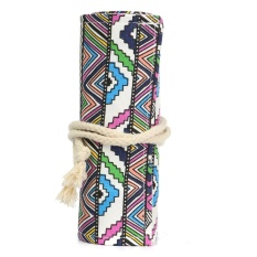Kanvas Lawas Bungkus Tirai Sketsa Roll Up Pensil/Pena Case Tas Makeup Pemegang Pouch-Intl