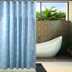 Rhyme Meningkatkan Asli Tahan Air Jamur Padded Polyester Shower Curtain Blue Kerang Add To Plumb Kirim Link, Tinggi 120X180 Biru Kerang-Intl